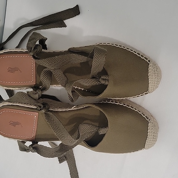 Ralph Lauren Olive Green Espadrille Wedge Sandals Size 7 New - Picture 3 of 11